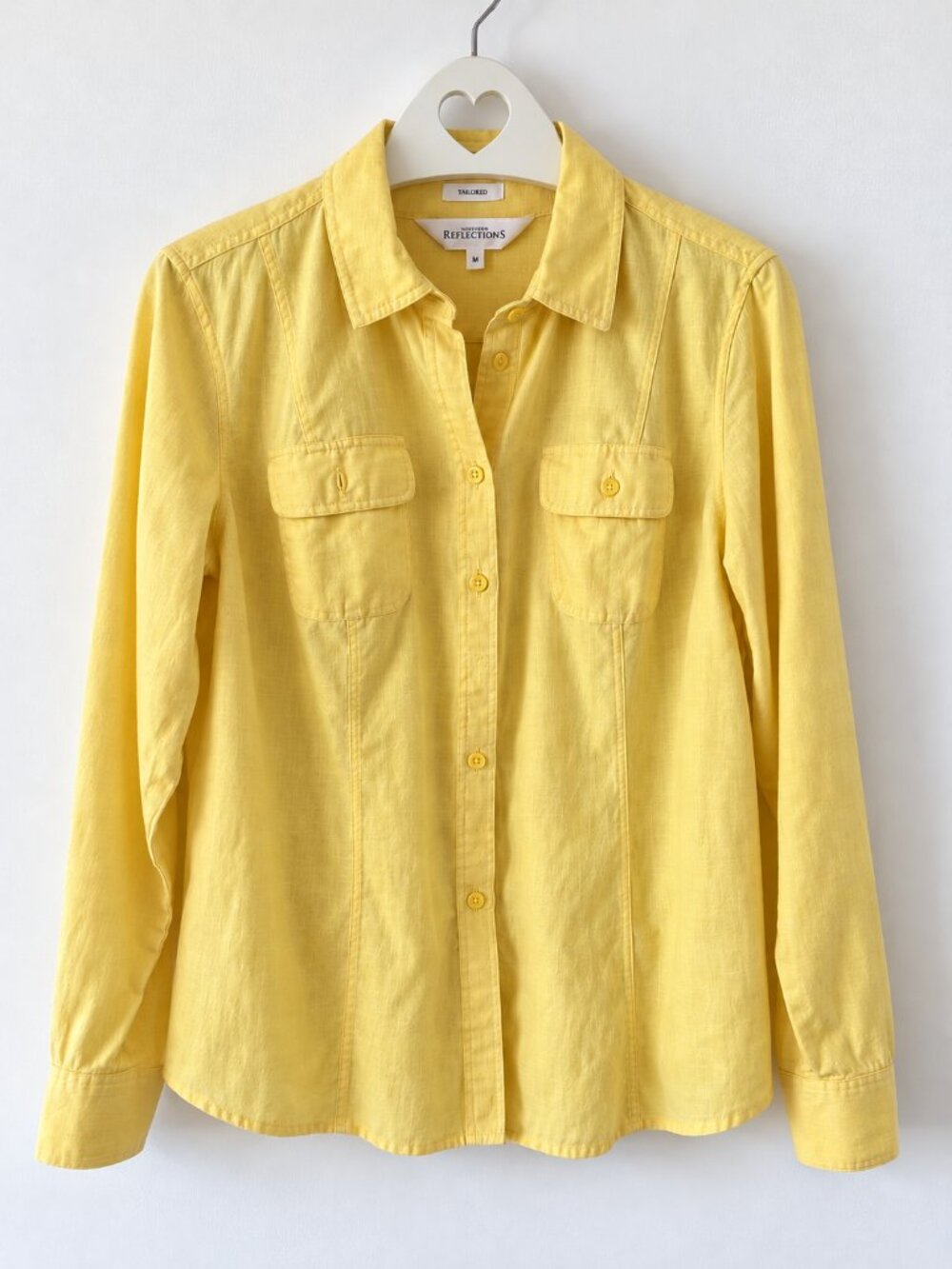 Northern Reflections Yellow Tailored Linen Cotton Button Down Shirt M PTP20